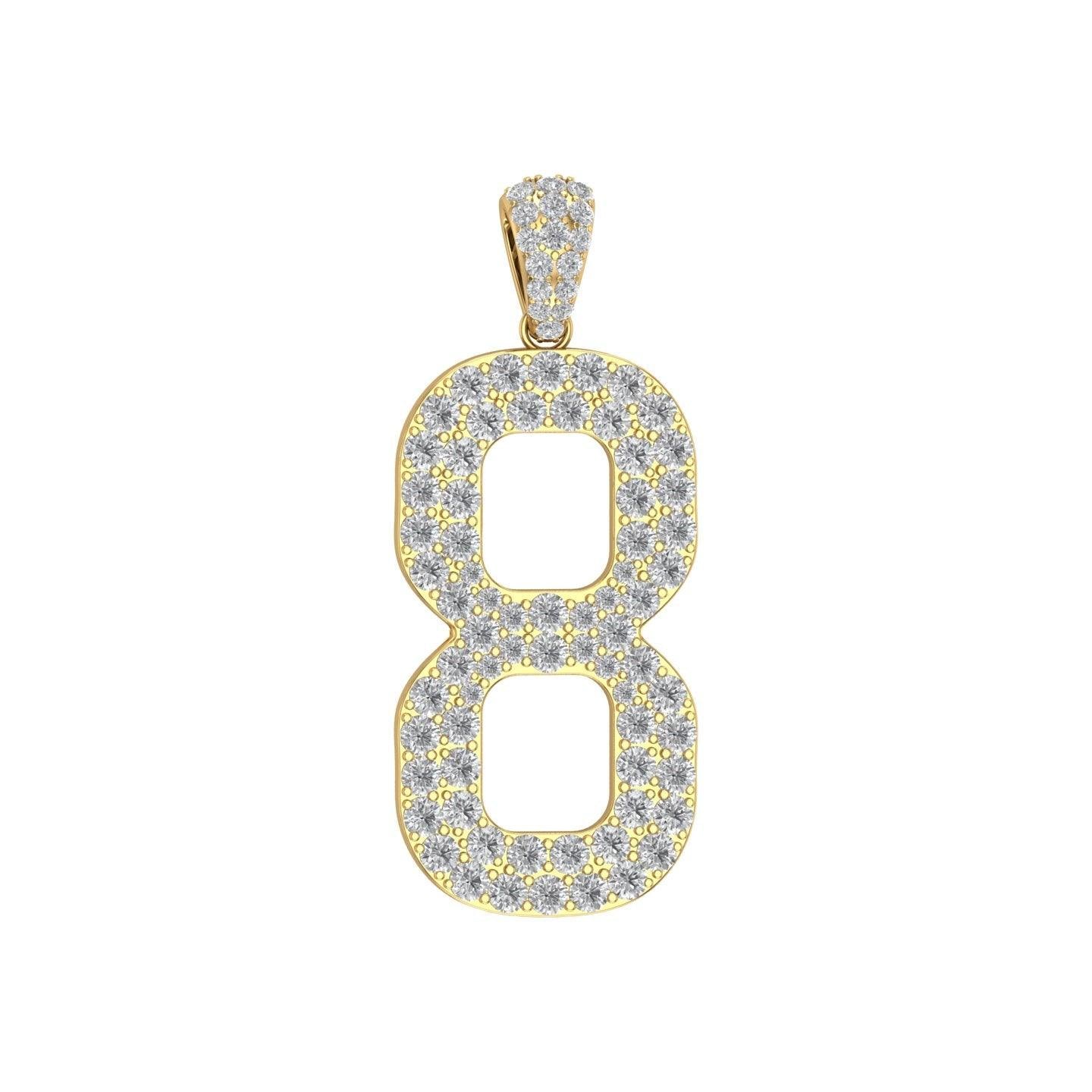 Gold Color Pendant in the Shape of 8 Made of 925 Sterling Silver Material with 20 Inch Long Silver Chain
