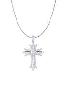 White Gold Color Mini Cross Pendant Made of 925 Sterling Silver Material with 20 Inch Long Silver Chain