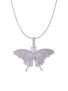 White Gold Color Butterfly Pendant Made of 925 Sterling Silver Material with 20 Inch Long Silver Chain