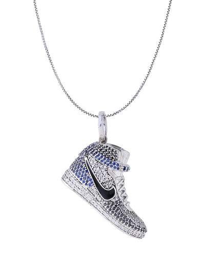 White Gold Color High Jordans Pendant Made of 925 Sterling Silver Material with 20 Inch Long Silver Chain