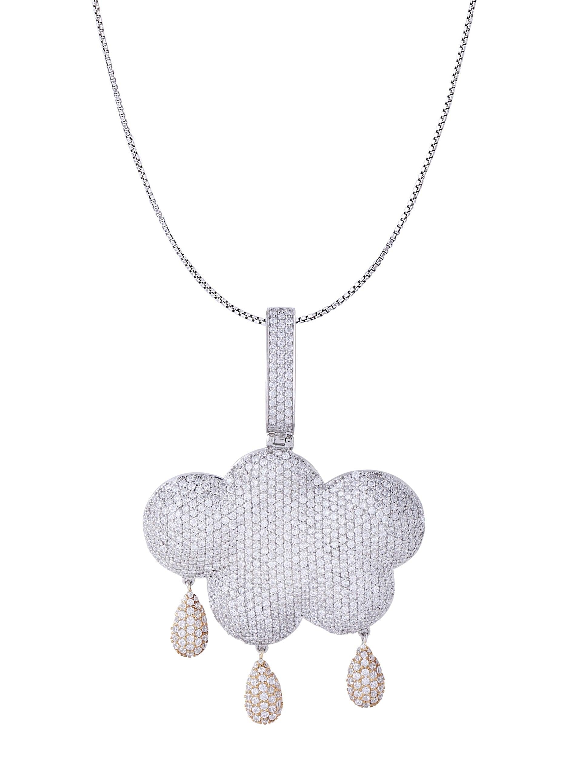 White Gold Cloud Pendant Made of 925 Sterling Silver Material with 20 Inch Long Silver Chain