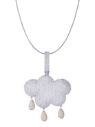 White Gold Cloud Pendant Made of 925 Sterling Silver Material with 20 Inch Long Silver Chain