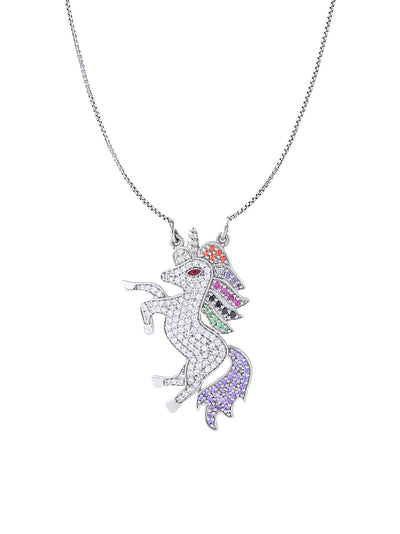 Unicorn Pendant Made of 925 Sterling Silver Material with 20 Inch Long Silver Chain
