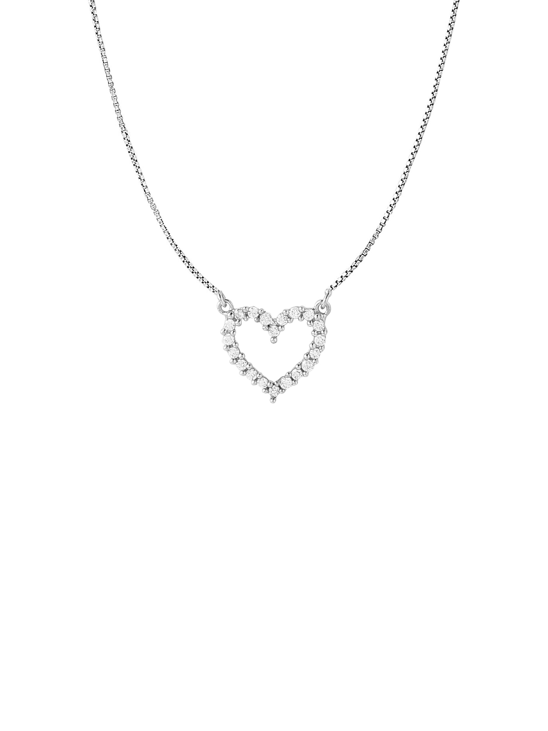 White Gold Color Heart Pendant Made of 925 Sterling Silver Material with 20 Inch Long Silver Chain