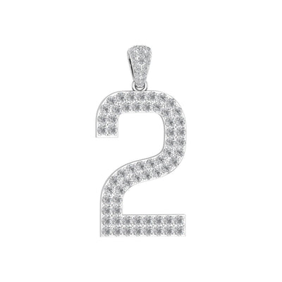 White Gold Color Pendant in the Shape of 2 Made of 925 Sterling Silver Material with 20 Inch Long Silver Chain