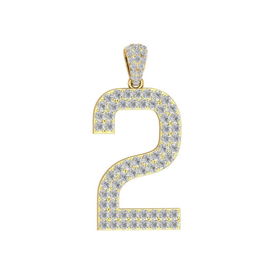 Gold Color Pendant in the Shape of 2 Made of 925 Sterling Silver Material with 20 Inch Long Silver Chain