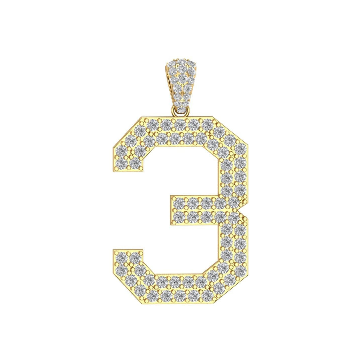 Gold Color Pendant in the Shape of 3 Made of 925 Sterling Silver Material with 20 Inch Long Silver Chain