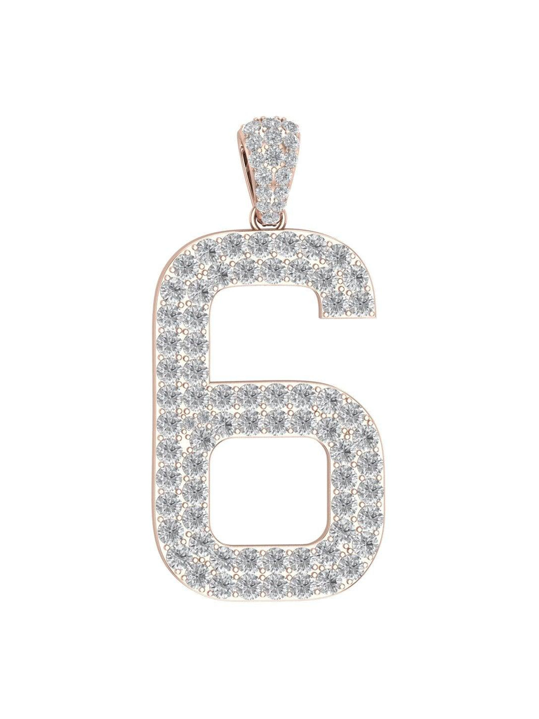 Rose Gold Color Pendant in the Shape of 6 Made of 925 Sterling Silver Material with 20 Inch Long Silver Chain