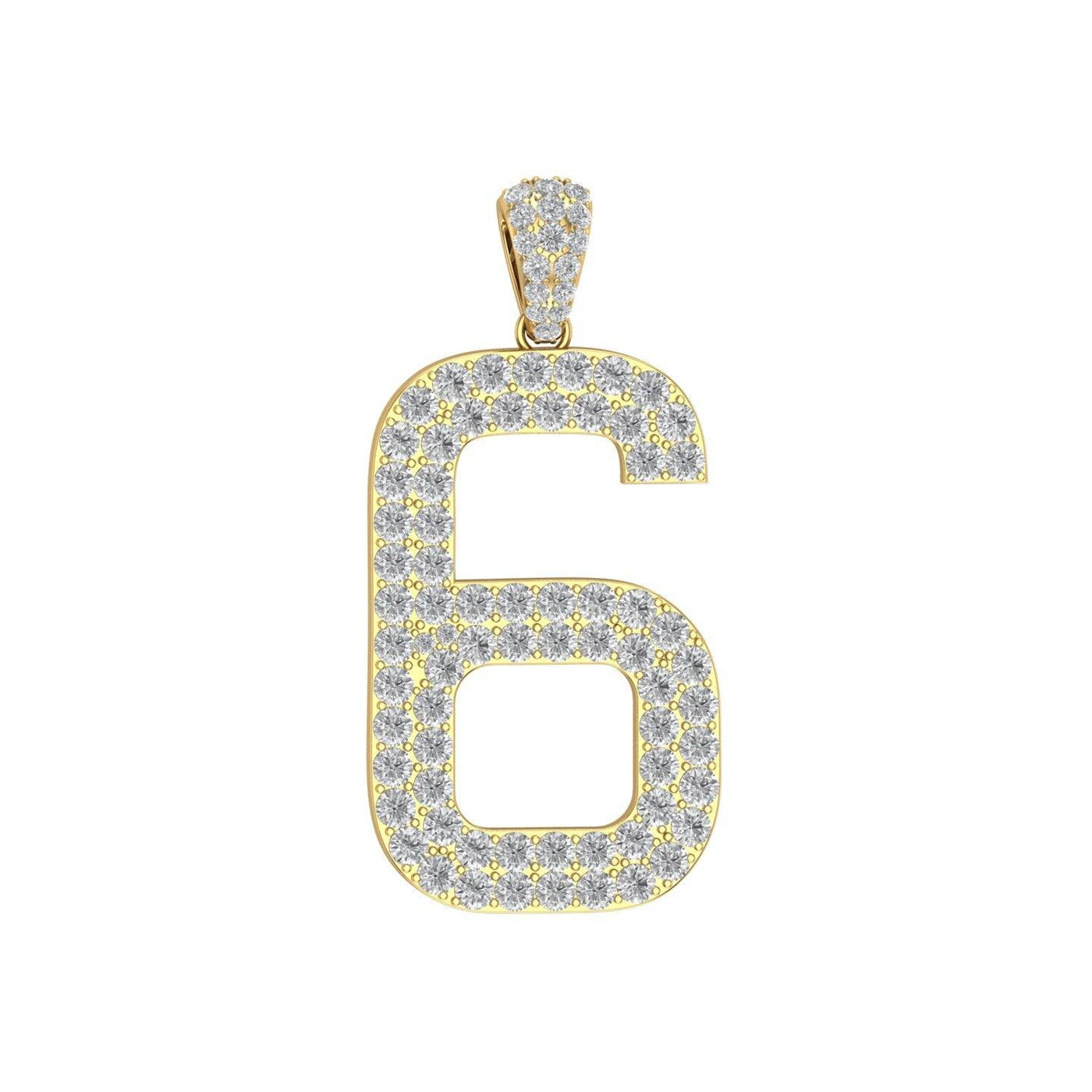 Gold Color Pendant in the Shape of 6 Made of 925 Sterling Silver Material with 20 Inch Long Silver Chain