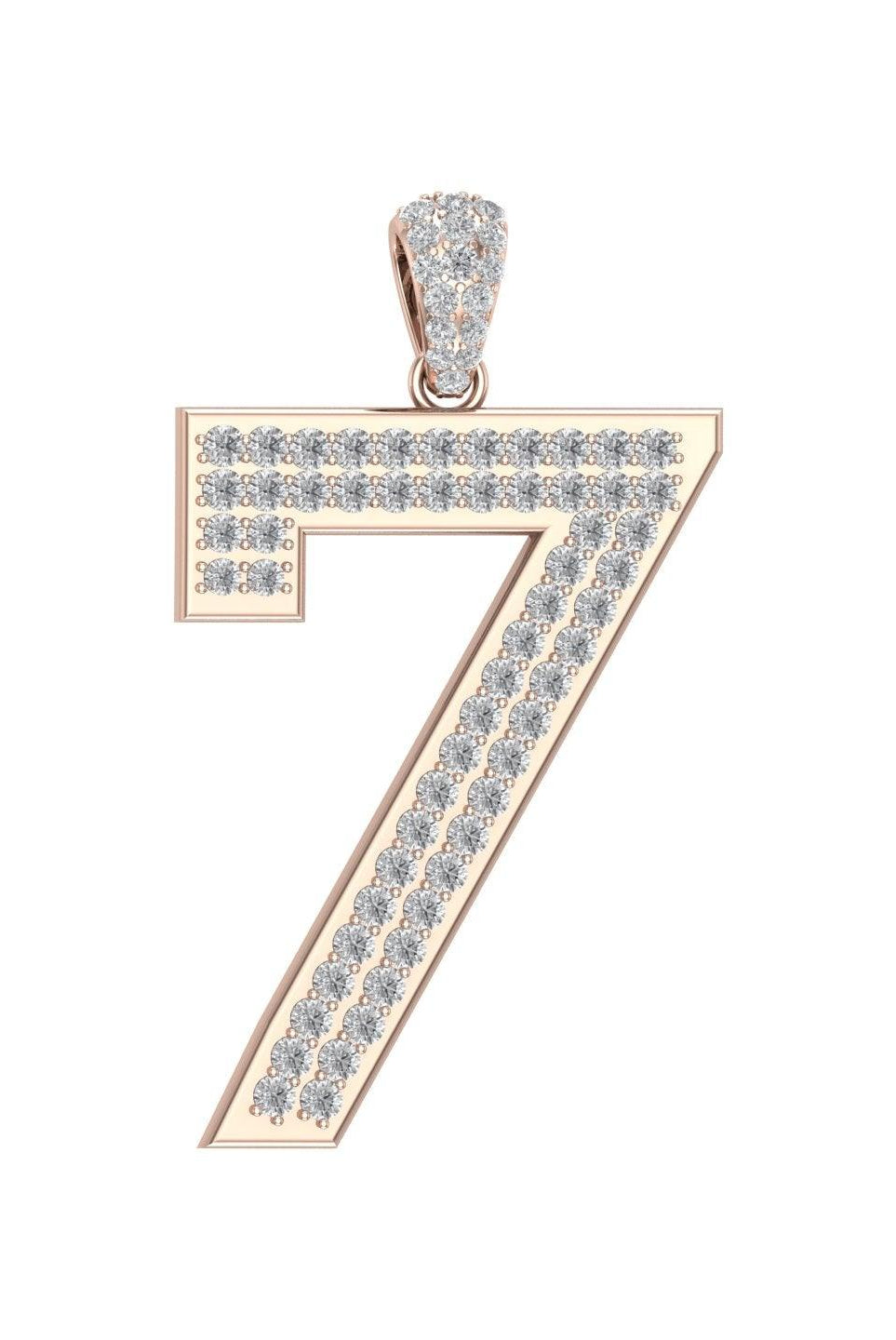 Rose Gold Color Pendant in the Shape of 7 Made of 925 Sterling Silver Material with 20 Inch Long Silver Chain