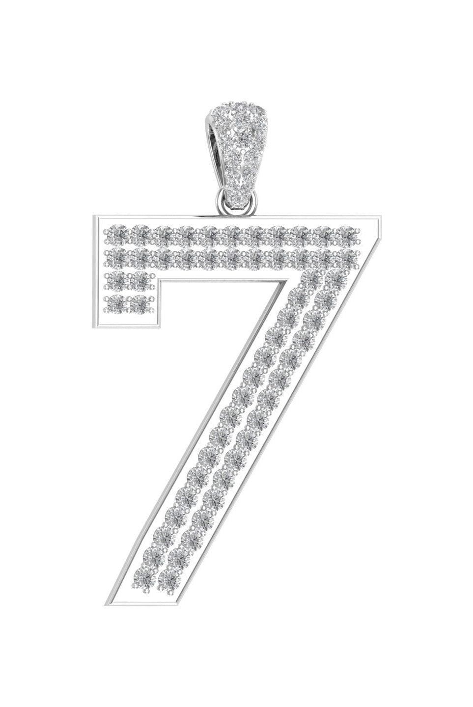 White Gold Color Pendant in the Shape of 7 Made of 925 Sterling Silver Material with 20 Inch Long Silver Chain
