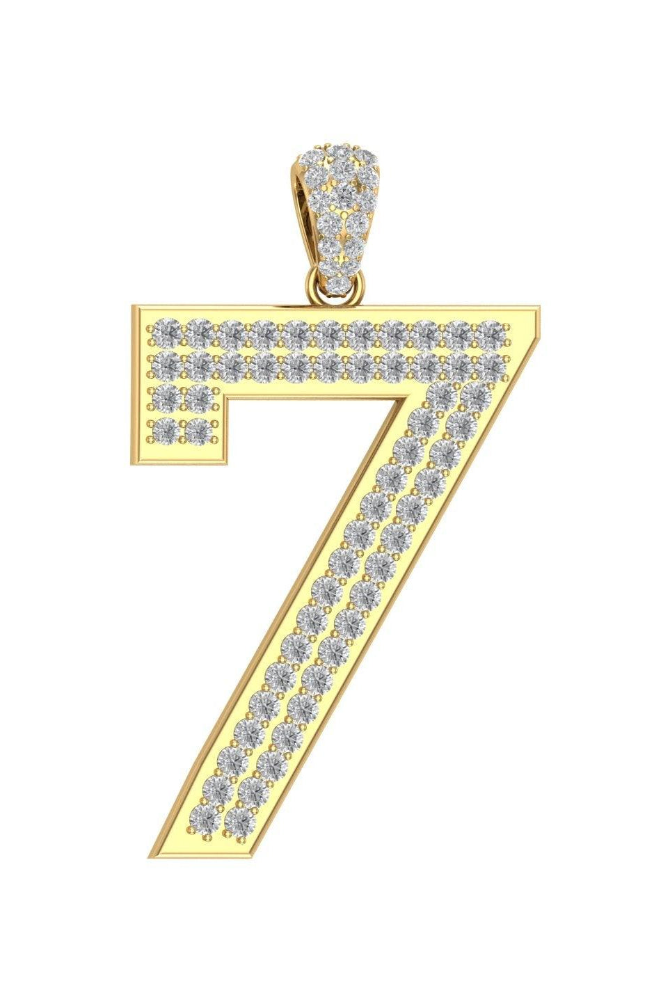 Gold Color Pendant in the Shape of 7 Made of 925 Sterling Silver Material with 20 Inch Long Silver Chain