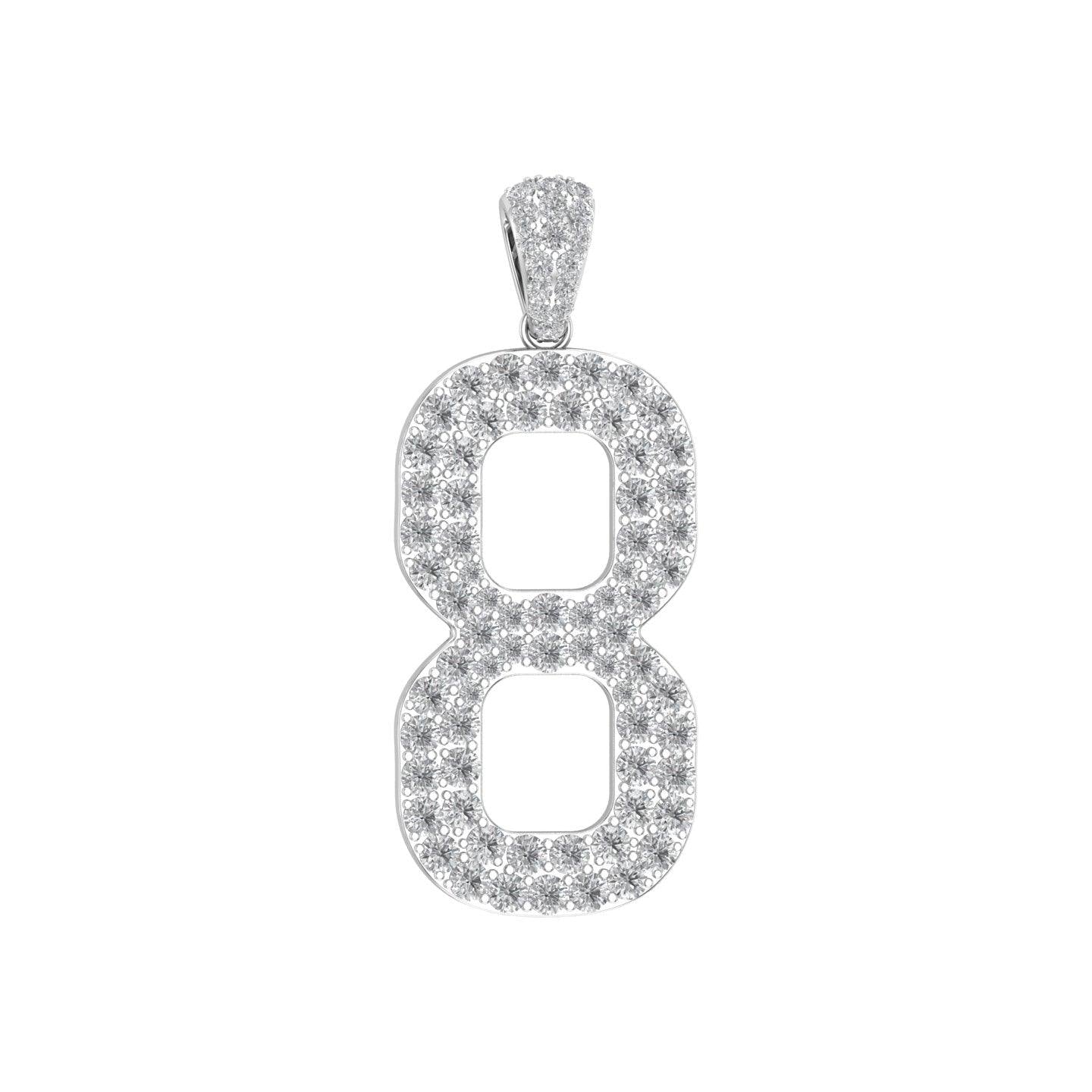 White Gold Color Pendant in the Shape of 8 Made of 925 Sterling Silver Material with 20 Inch Long Silver Chain