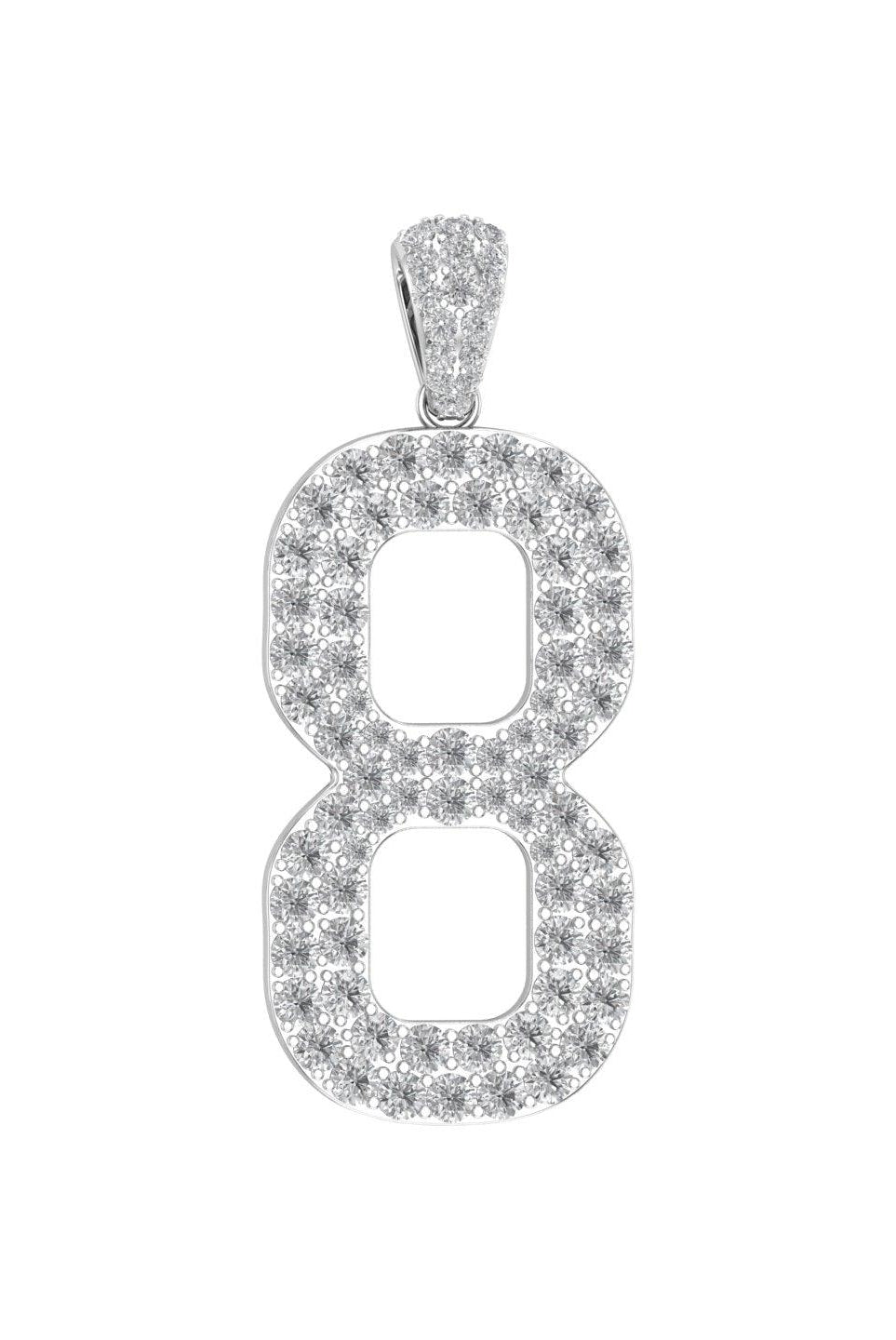 White Gold Color Pendant in the Shape of 8 Made of 925 Sterling Silver Material with 20 Inch Long Silver Chain