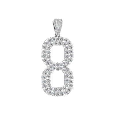 White Gold Color Pendant in the Shape of 8 Made of 925 Sterling Silver Material with 20 Inch Long Silver Chain