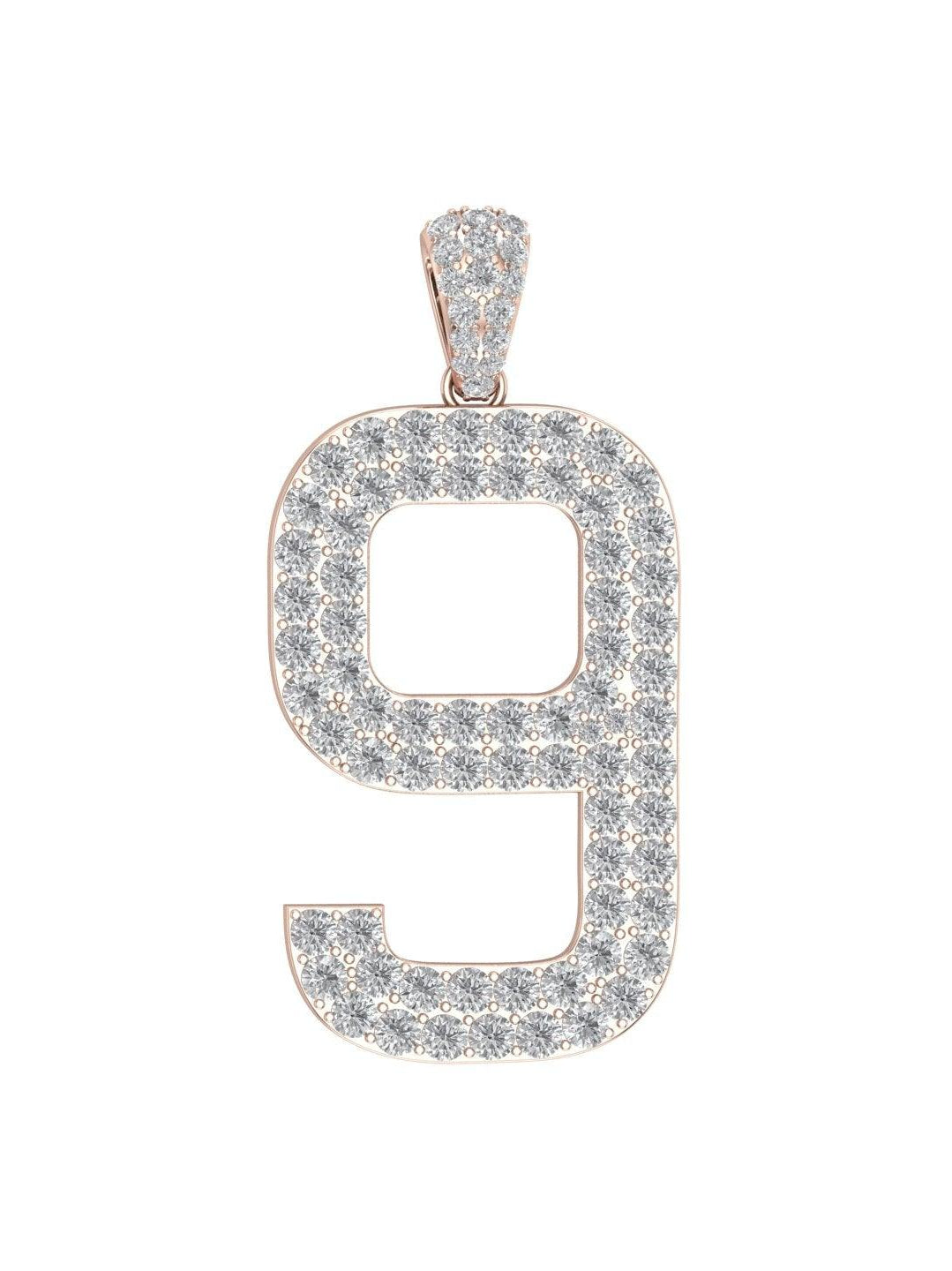 Rose Gold Color Pendant in the Shape of 9 Made of 925 Sterling Silver Material with 20 Inch Long Silver Chain