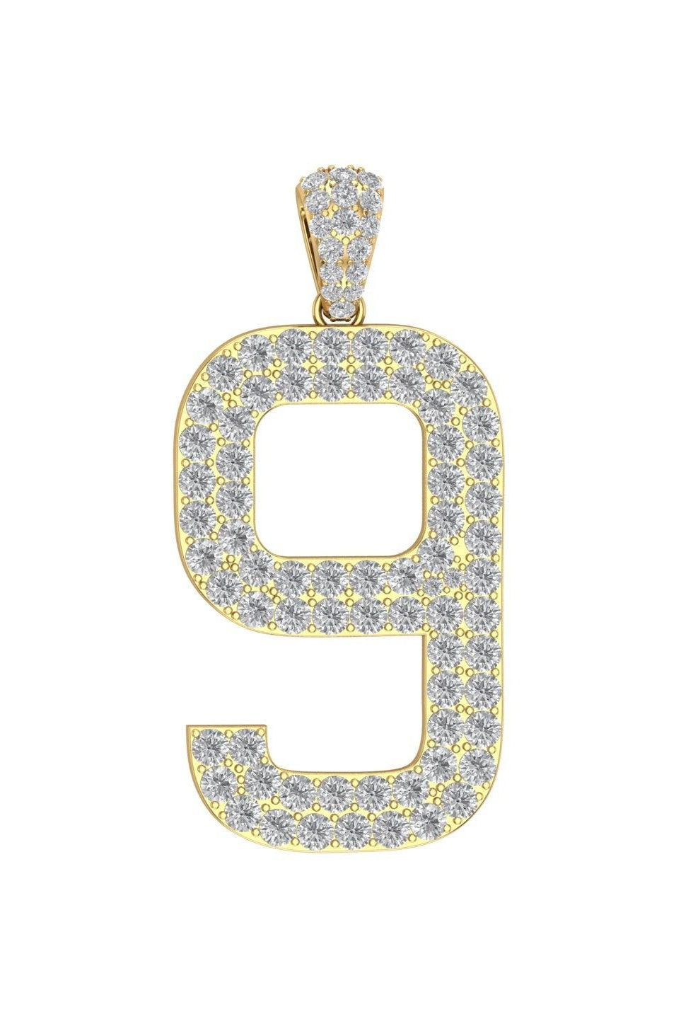 Gold Color Pendant in the Shape of 9 Made of 925 Sterling Silver Material with 20 Inch Long Silver Chain