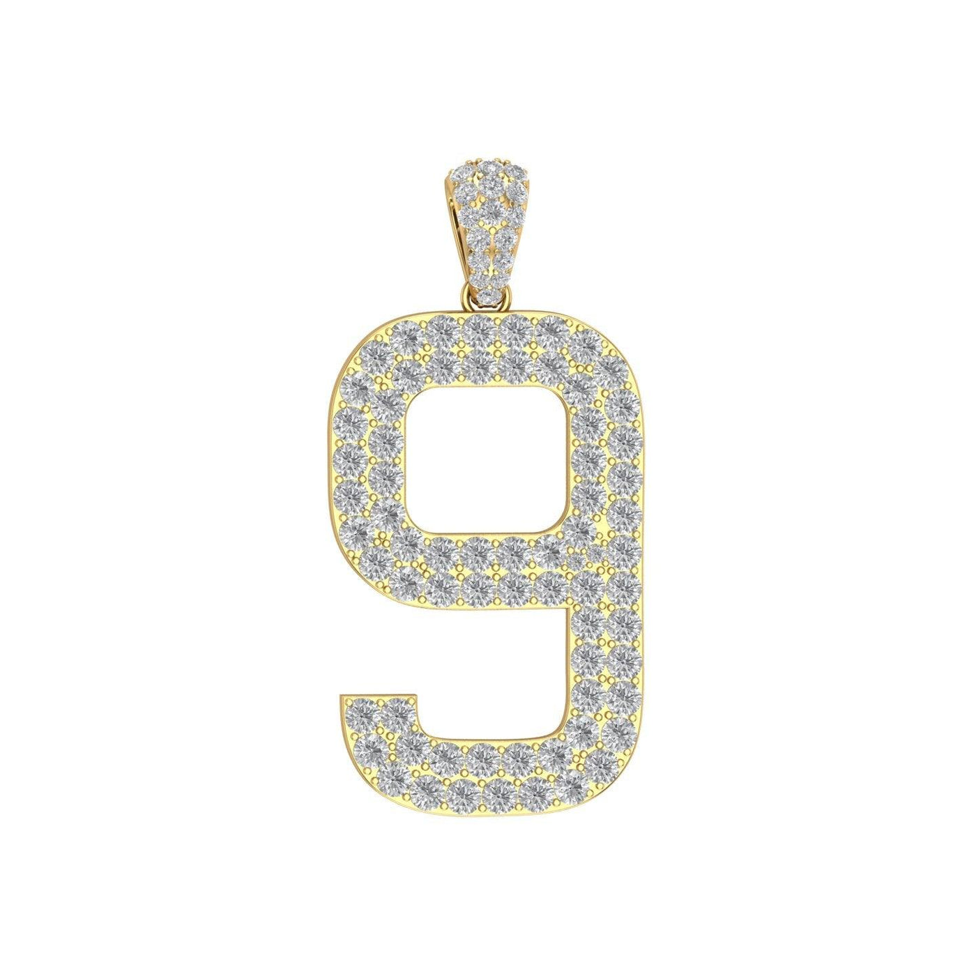 Gold Color Pendant in the Shape of 9 Made of 925 Sterling Silver Material with 20 Inch Long Silver Chain