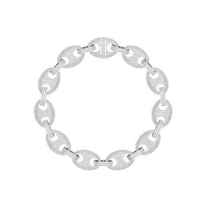 White Gold Color Miami Link Bracelet Made of 925 Sterling Silver Material