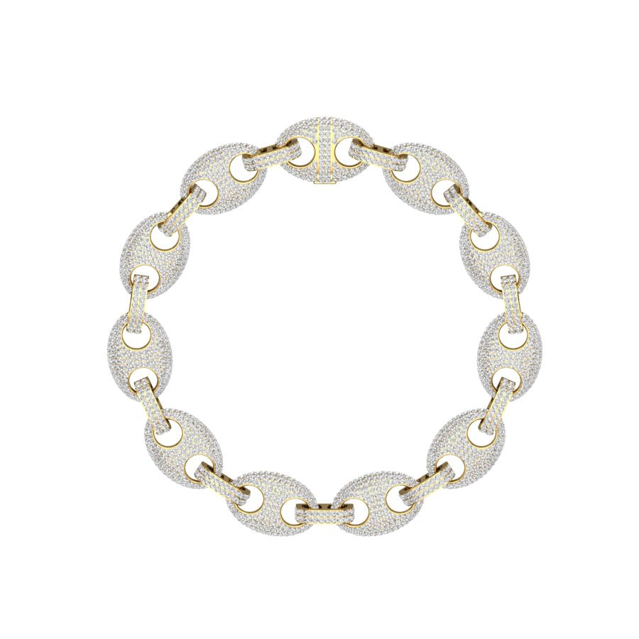 Gold Color Miami Link Bracelet Made of 925 Sterling Silver Material