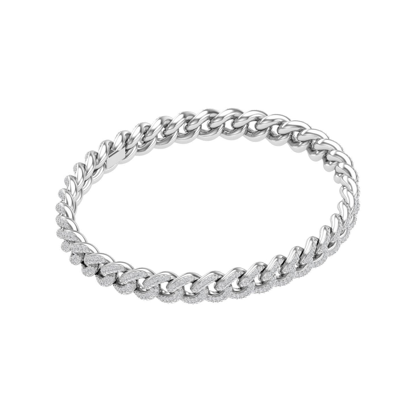 White Gold Color 9mm Cuban Bracelet Made of 925 Sterling Silver Material