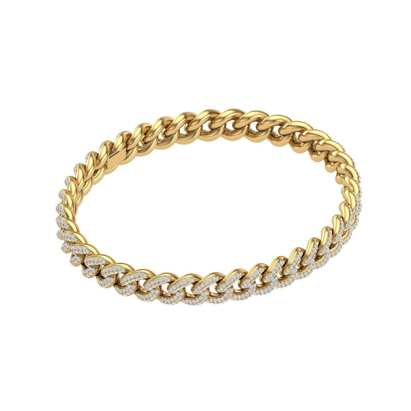 Gold Color 9mm Cuban Bracelet Made of 925 Sterling Silver Material