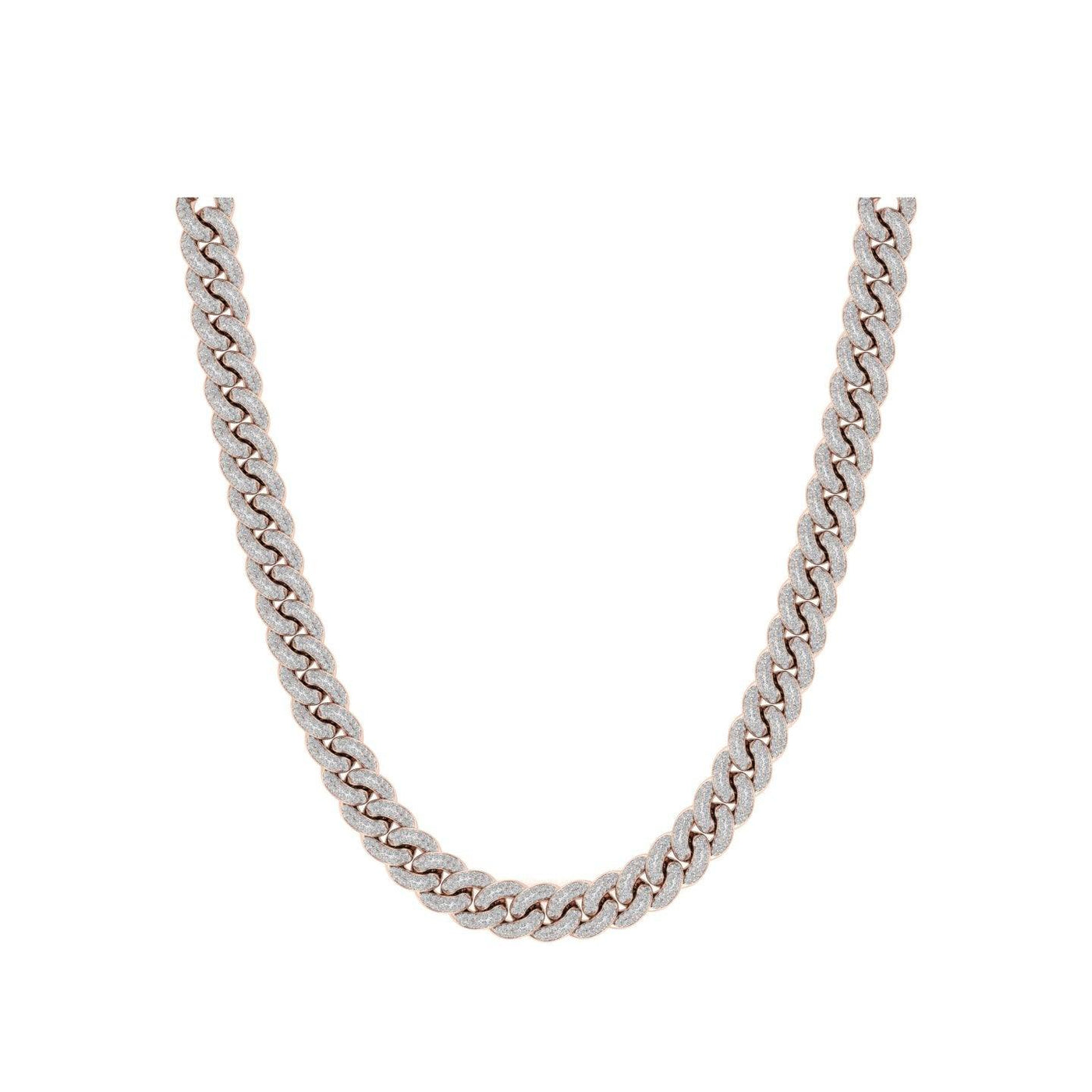 Rose Gold Color 9mm Cuban Chain Made of 925 Sterling Silver Material
