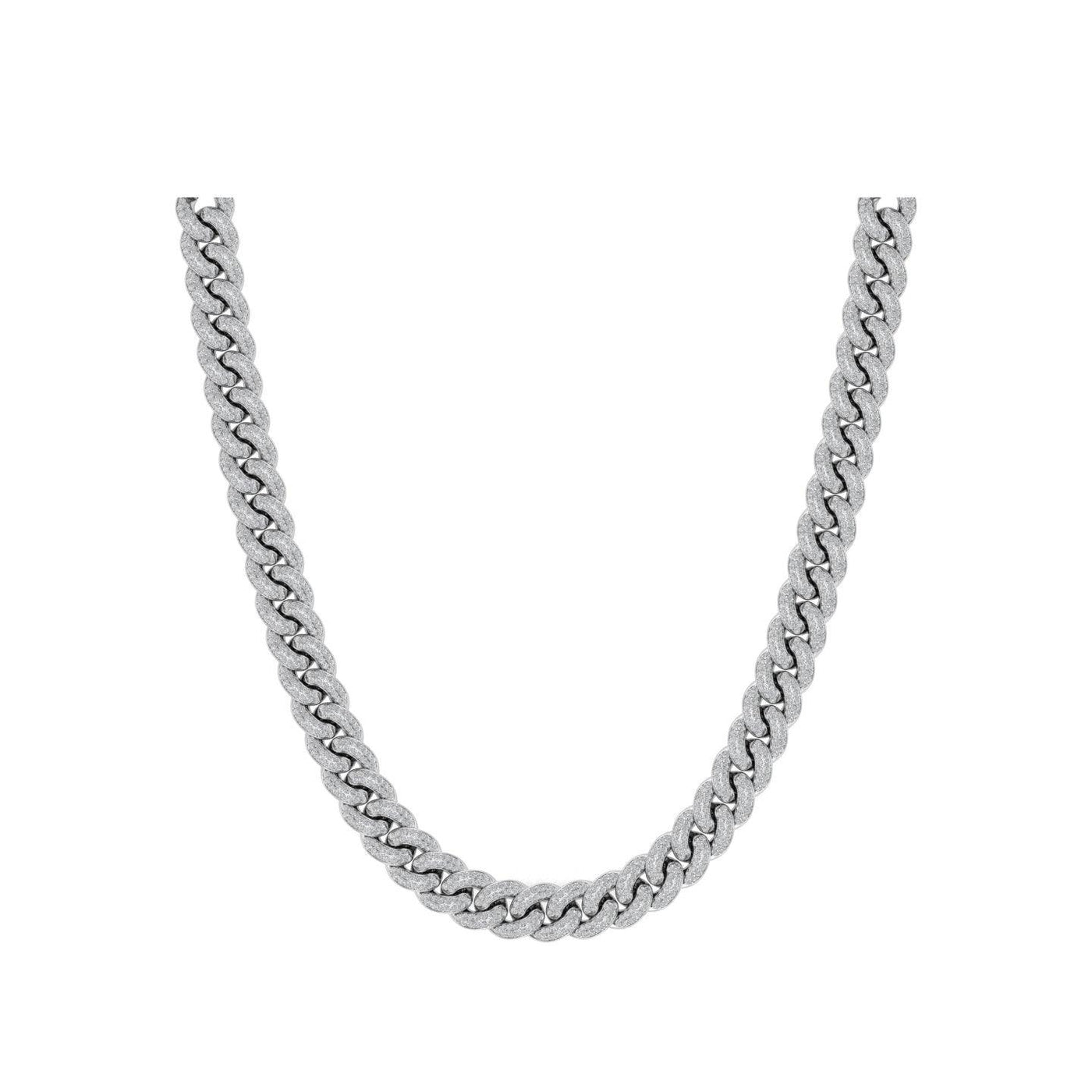 White Gold Color 9mm Cuban Chain Made of 925 Sterling Silver Material
